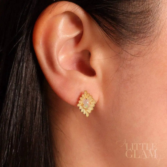 Charming Frame Opal Studs Opal