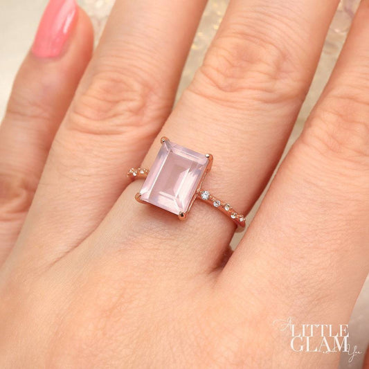 Starlight Baguette Rose Quartz Ring Rose Quartz & White Topaz