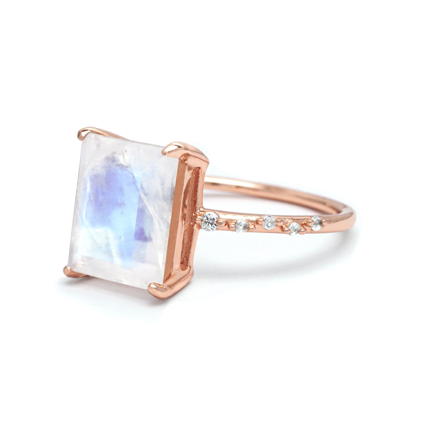 Starlight Baguette Moonstone Ring Moonstone & White Topaz