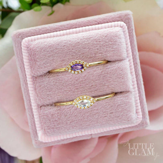 Delicate Marquise Amethyst Ring Amethyst & White Topaz