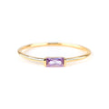 14k Solid Yellow Gold Delicate Baguette Amethyst Ring Amethyst