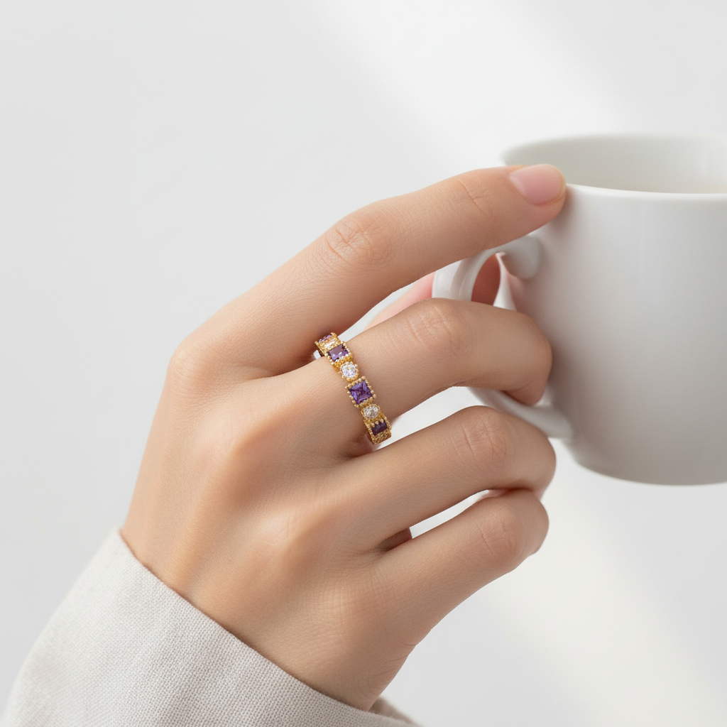 Eternal Elegance Amethyst Band Amethyst & White Topaz