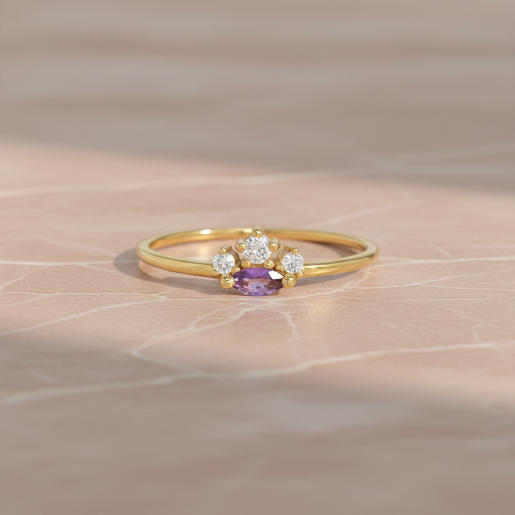 Magic Princess Amethyst Ring Amethyst & White Topaz