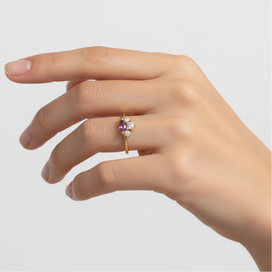 Magic Princess Amethyst Ring Amethyst & White Topaz