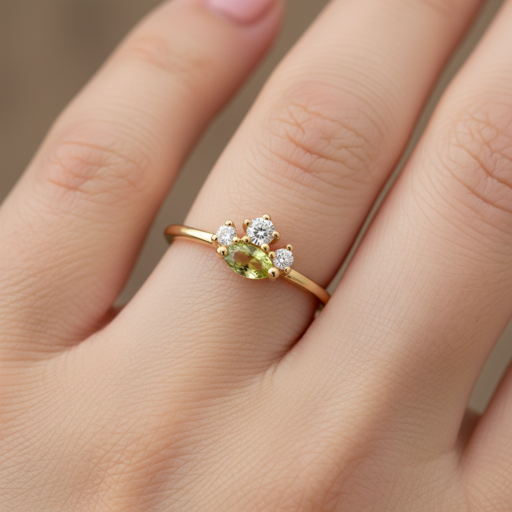 Magic Princess Peridot Ring Peridot & White Topaz