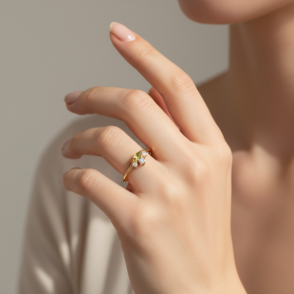 Magic Princess Peridot Ring Peridot & White Topaz