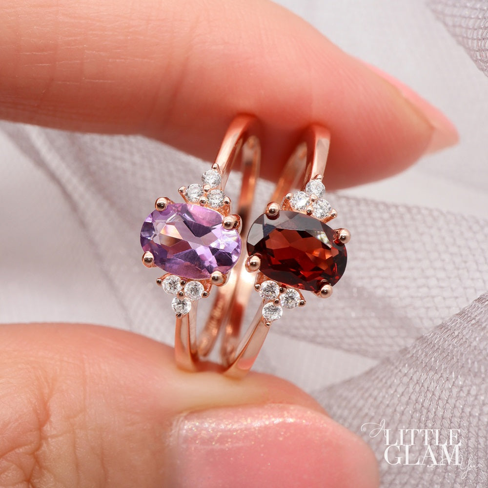 Natural Oval Lavender Amethyst Ring