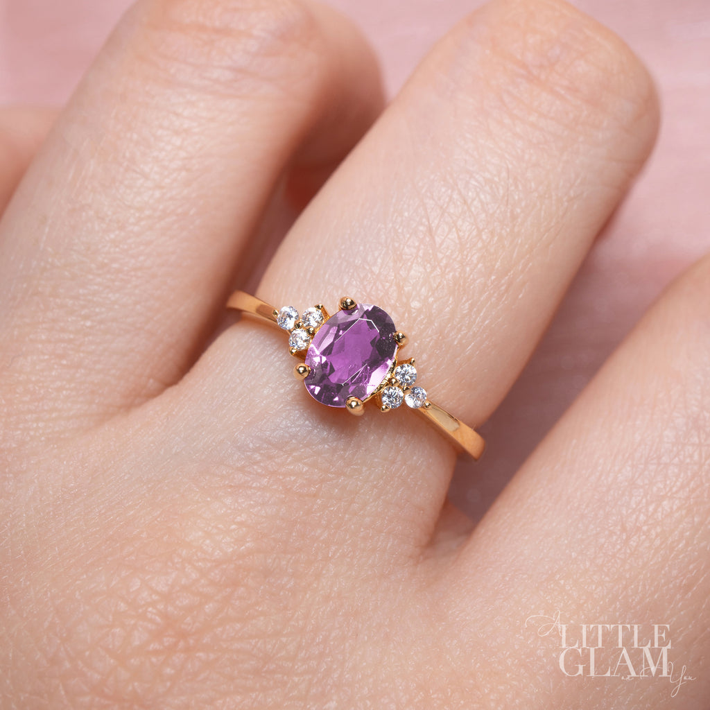 Natural Oval Lavender Amethyst Ring