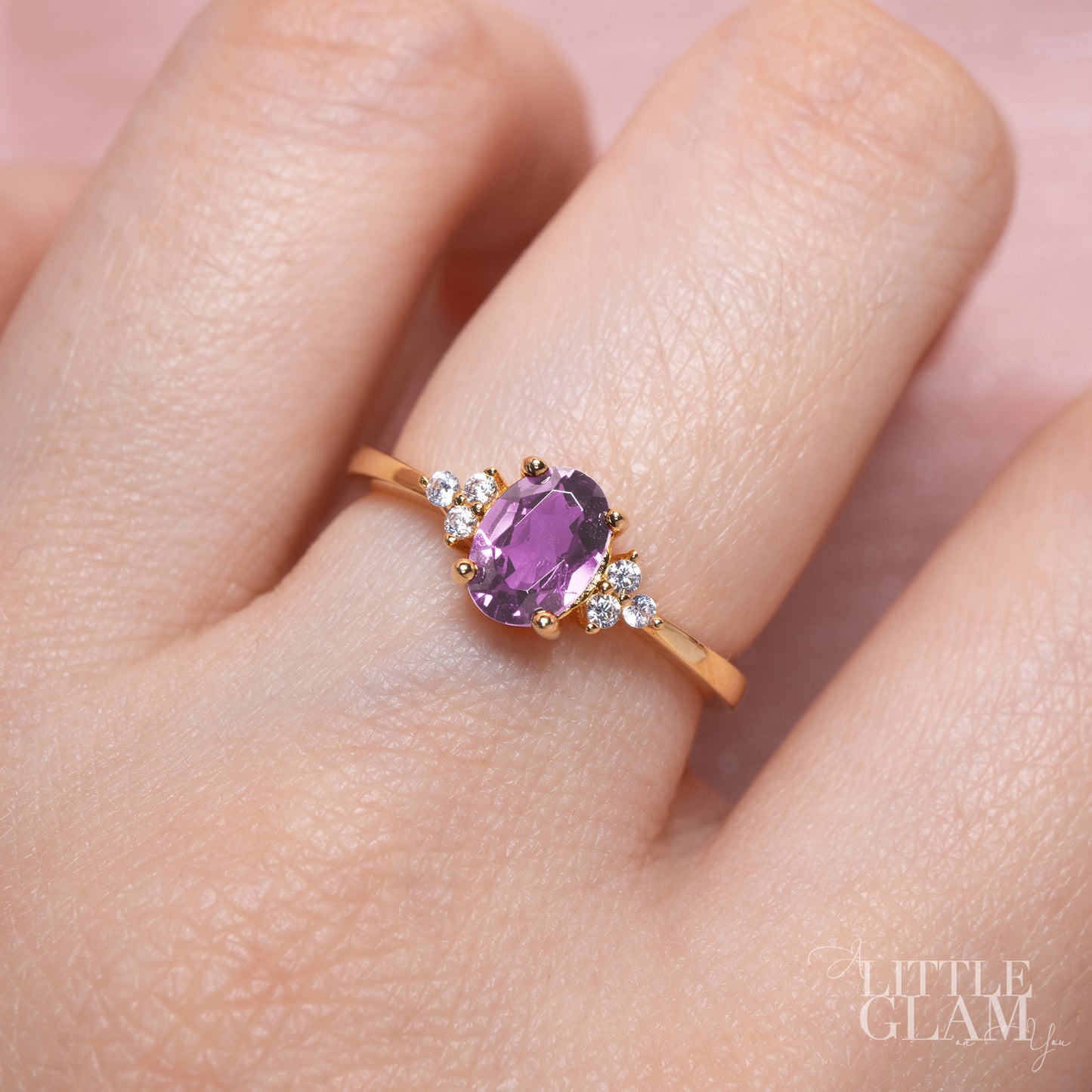 Natural Oval Lavender Amethyst Ring