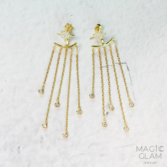 Magic Glam Jewelry Star Tassel Long Earrings - Gold