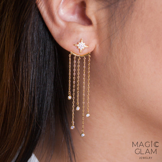 Magic Glam Jewelry Star Tassel Long Earrings - Gold