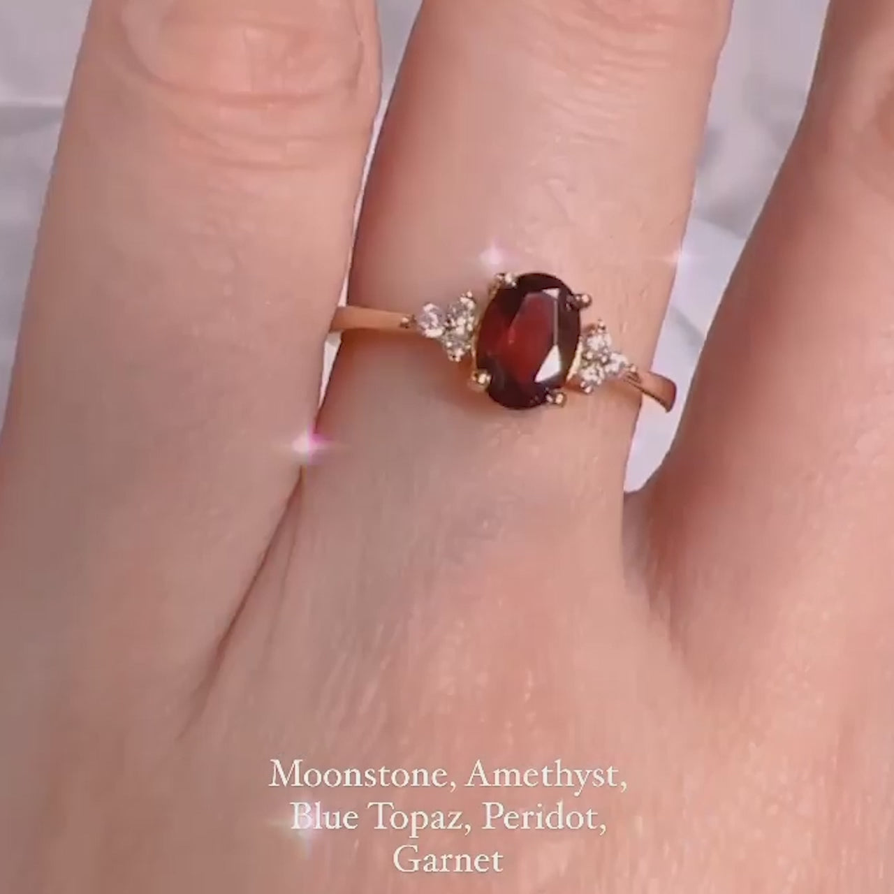 Natural Oval Garnet Ring