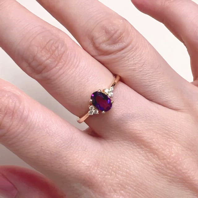 Natural Oval Amethyst Ring