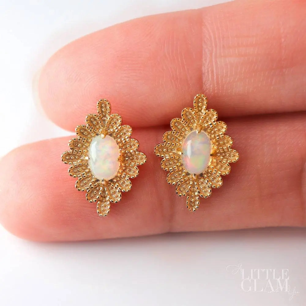 Charming Frame Opal Studs Opal