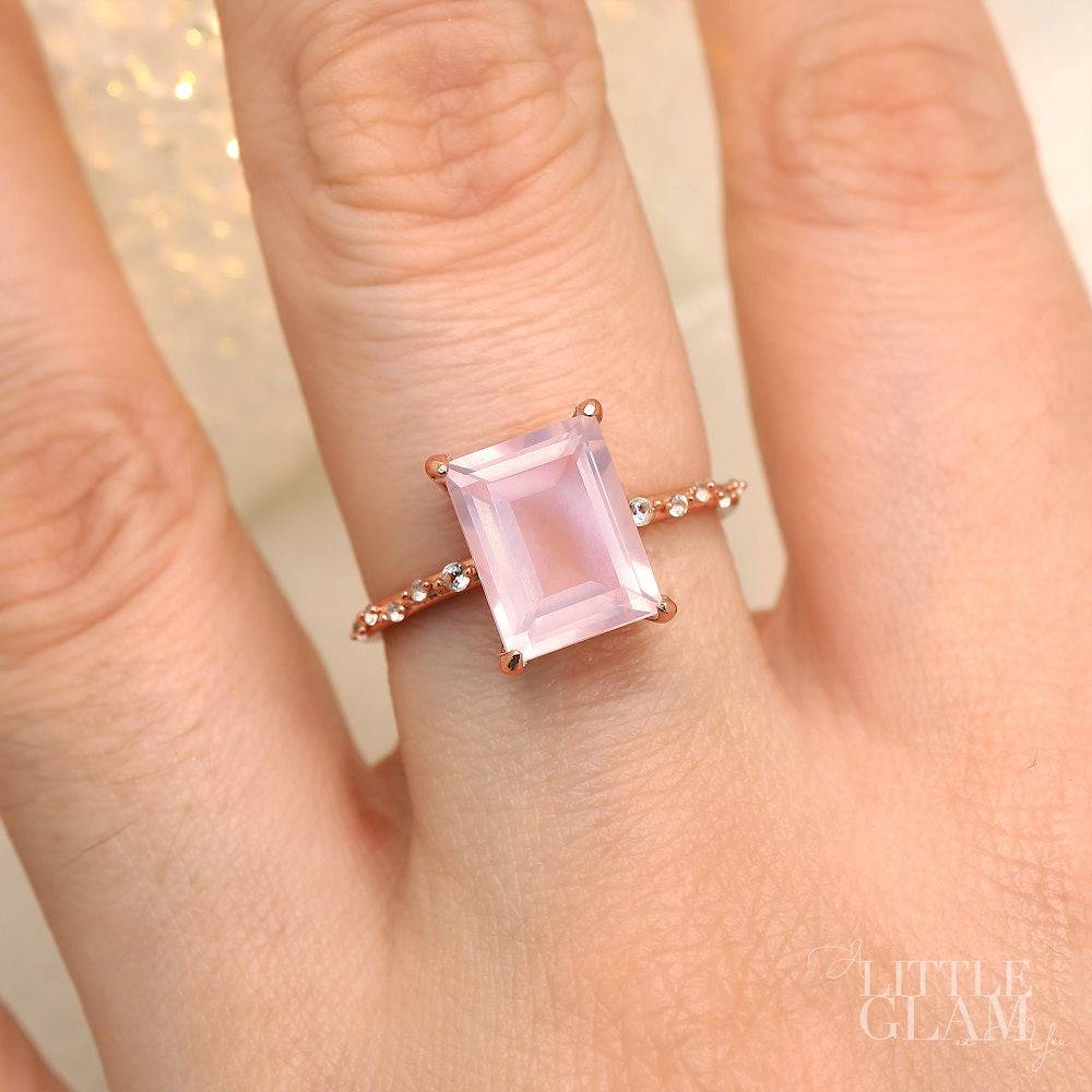 Starlight Baguette Rose Quartz Ring Rose Quartz & White Topaz