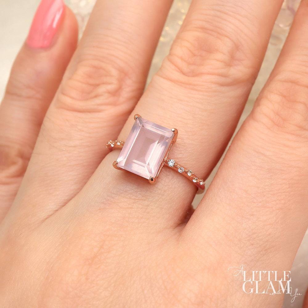 Starlight Baguette Rose Quartz Ring Rose Quartz & White Topaz