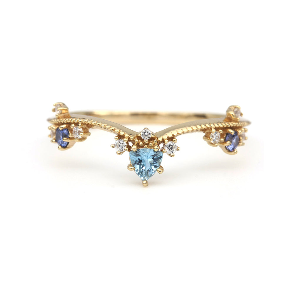 Exotic Princess Blue Topaz Ring Swiss Blue Topaz & Cubic Zirconia