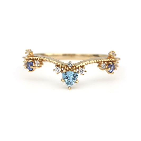 Exotic Princess Blue Topaz Ring Swiss Blue Topaz & Cubic Zirconia