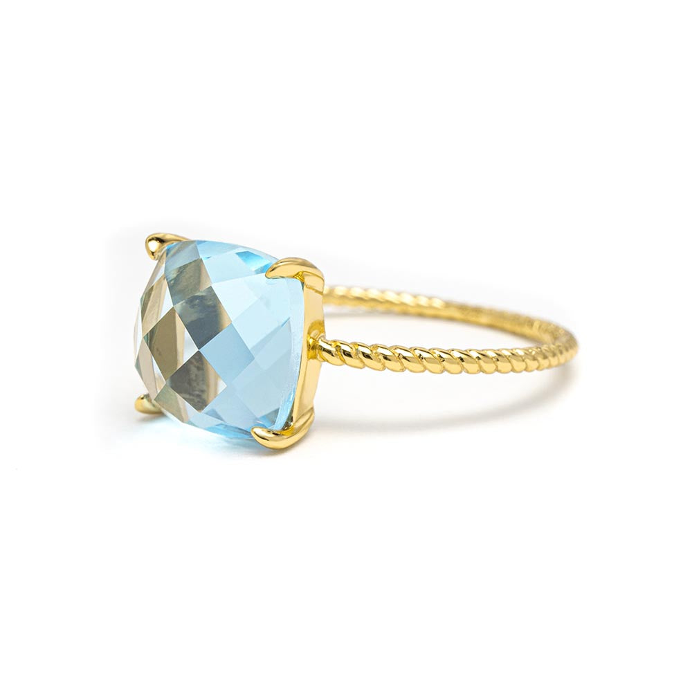 Delicate Cushion Blue Topaz Ring Blue Topaz