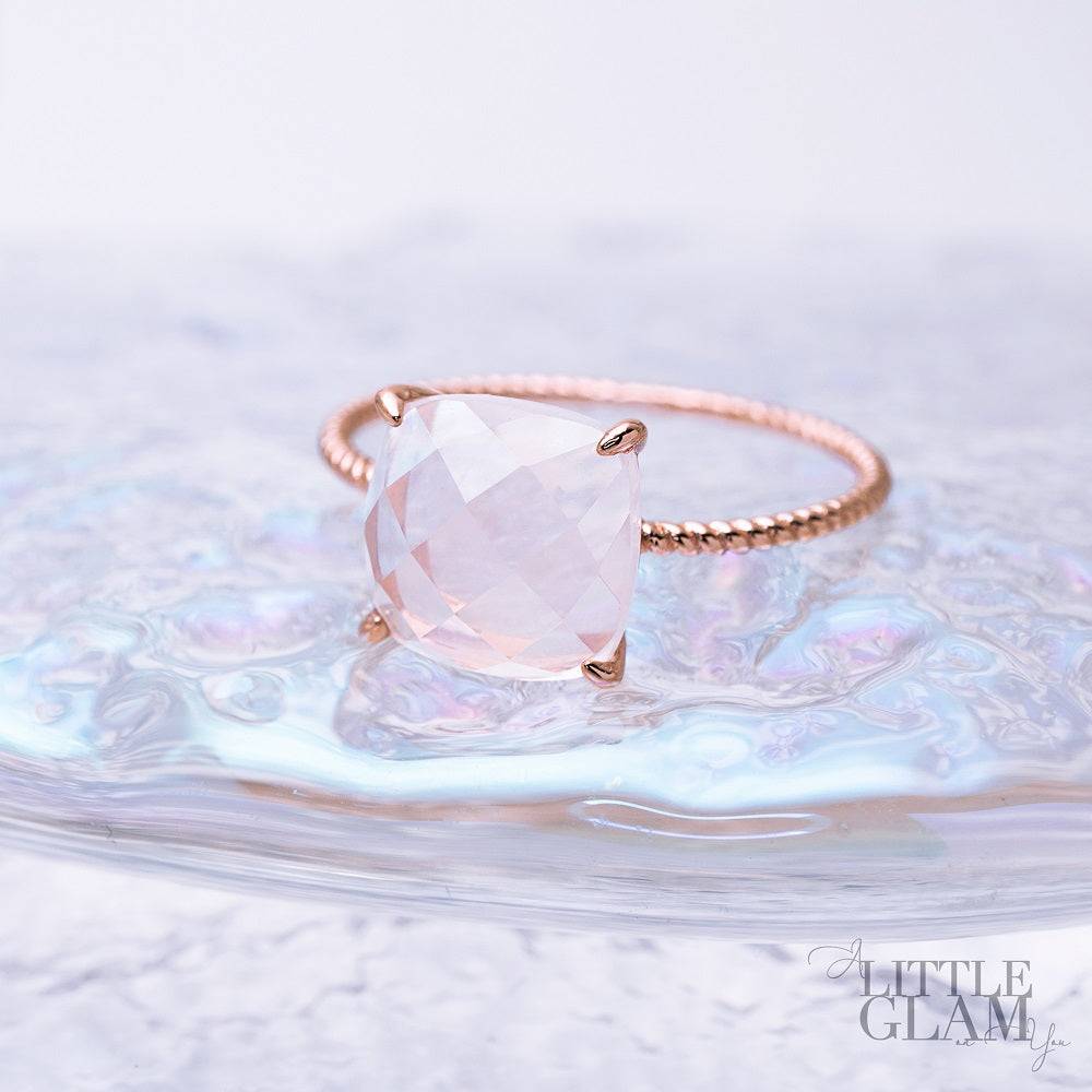 Delicate Cushion Rose Quartz Ring Rose Quartz