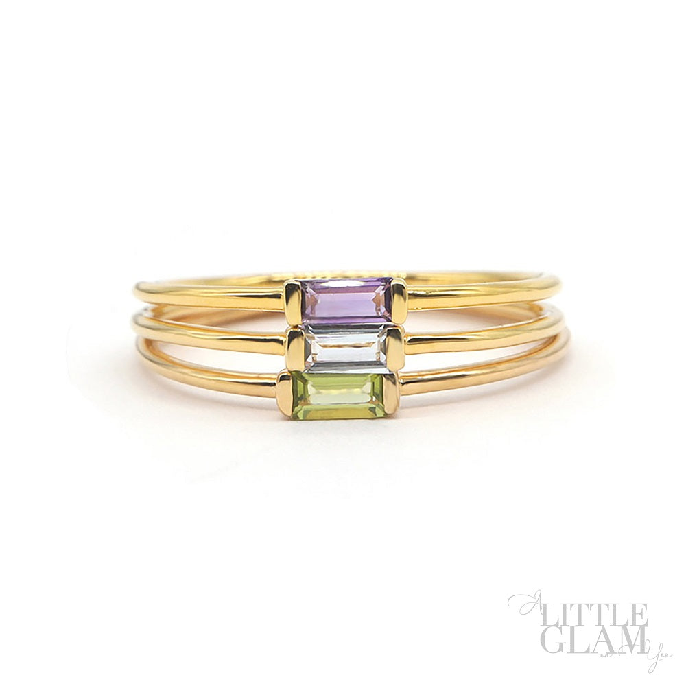 Delicate Baguette Peridot Ring Peridot