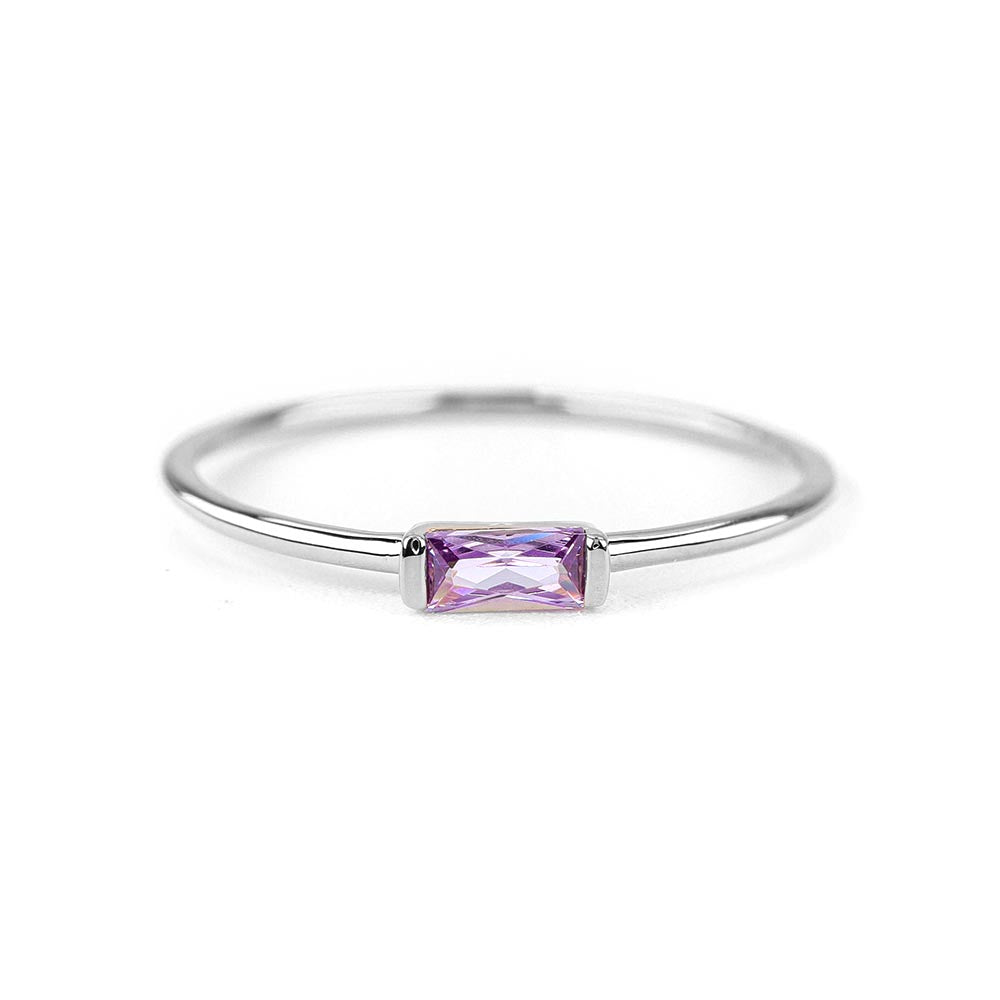 Delicate Baguette Amethyst Ring Amethyst