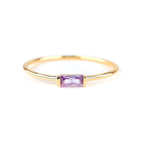 Delicate Baguette Amethyst Ring Amethyst