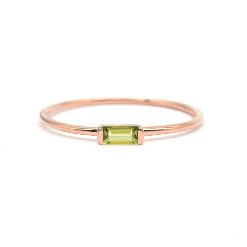 Delicate Baguette Peridot Ring Peridot
