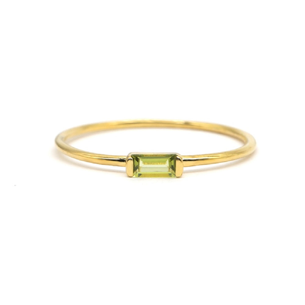 Delicate Baguette Peridot Ring Peridot