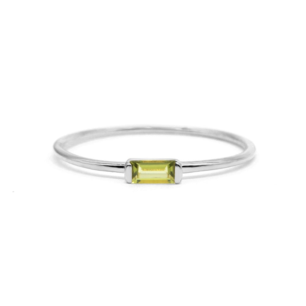 Delicate Baguette Peridot Ring Peridot
