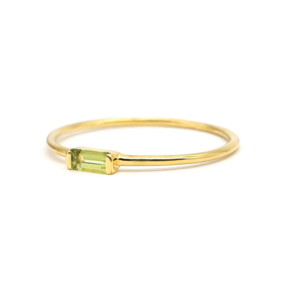 Delicate Baguette Peridot Ring Peridot
