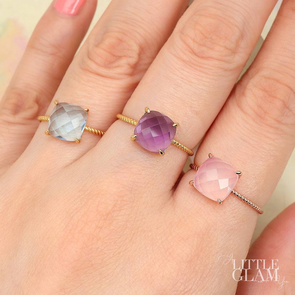 Delicate Cushion Amethyst Ring Amethyst