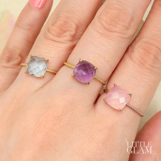 Delicate Cushion Amethyst Ring Amethyst