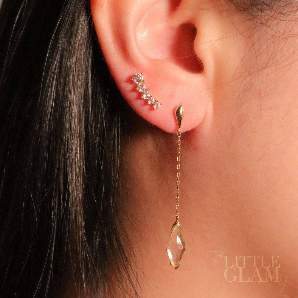 Lozenge Teardrop White Quartz Dangle Earrings White Quartz