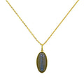 Little Glam Vintage Oval Labradorite Pendant Necklace Labradorite