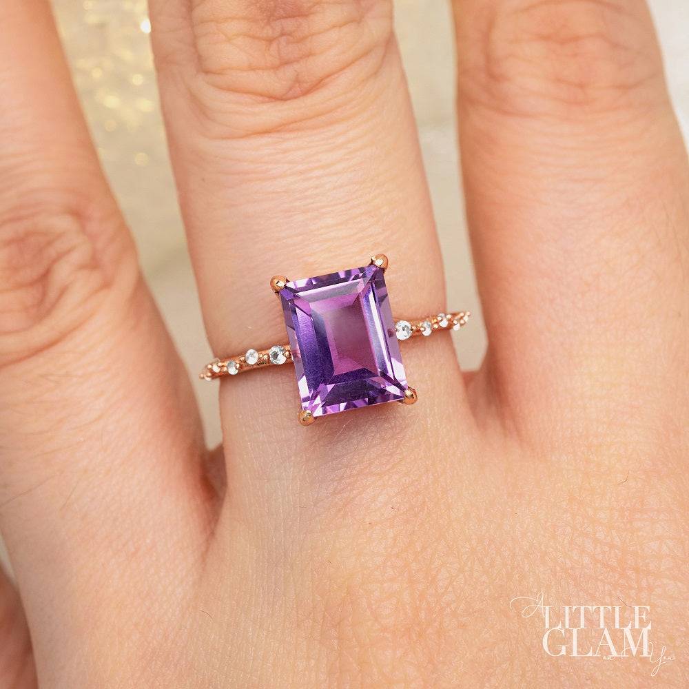 Starlight Baguette Amethyst Ring Amethyst & White Topaz