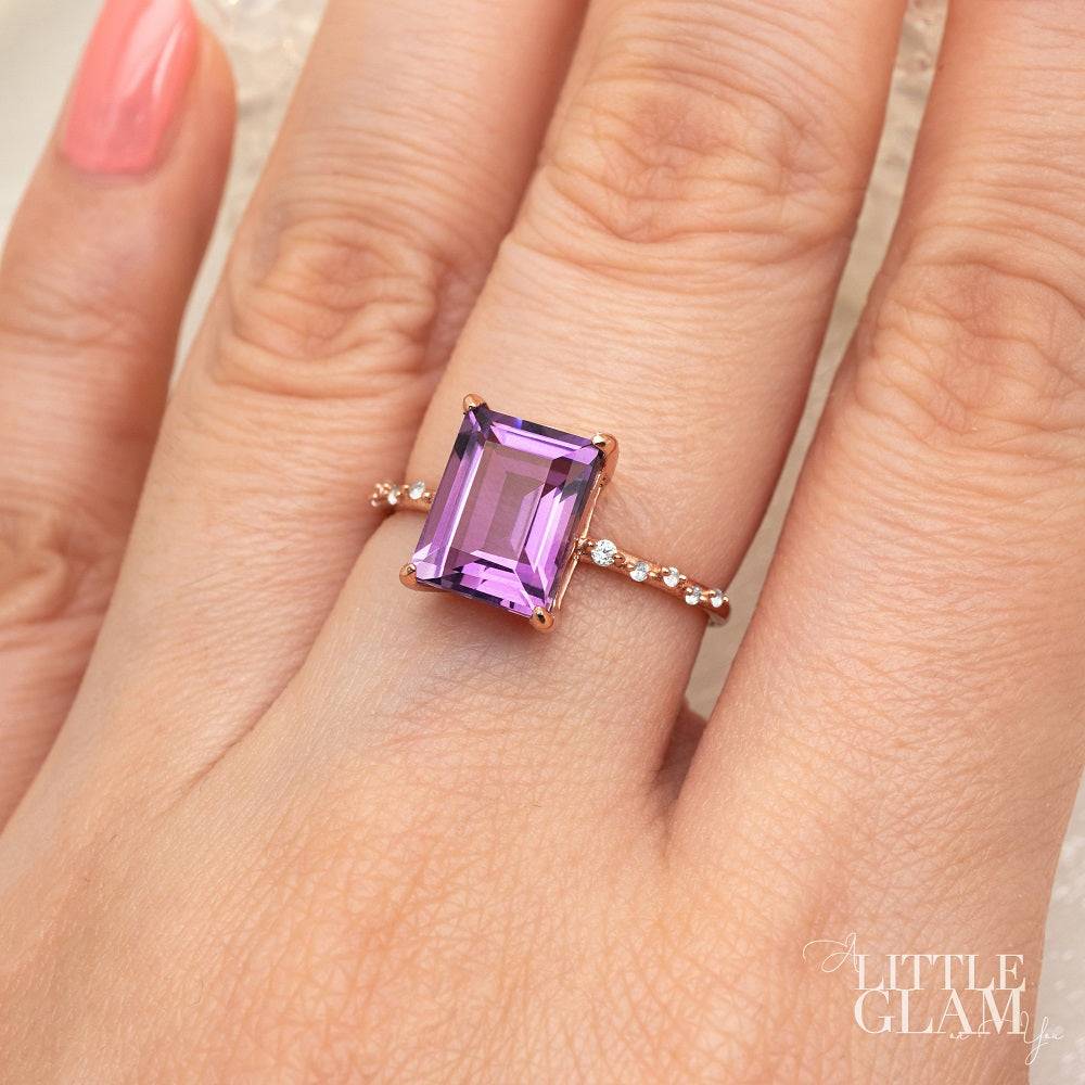 Starlight Baguette Amethyst Ring Amethyst & White Topaz