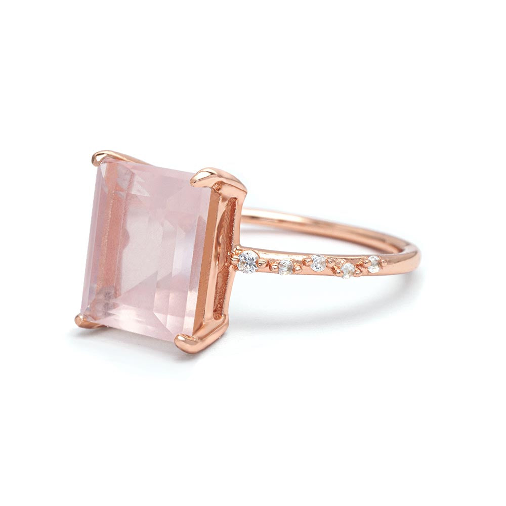 Starlight Baguette Rose Quartz Ring Rose Quartz & White Topaz