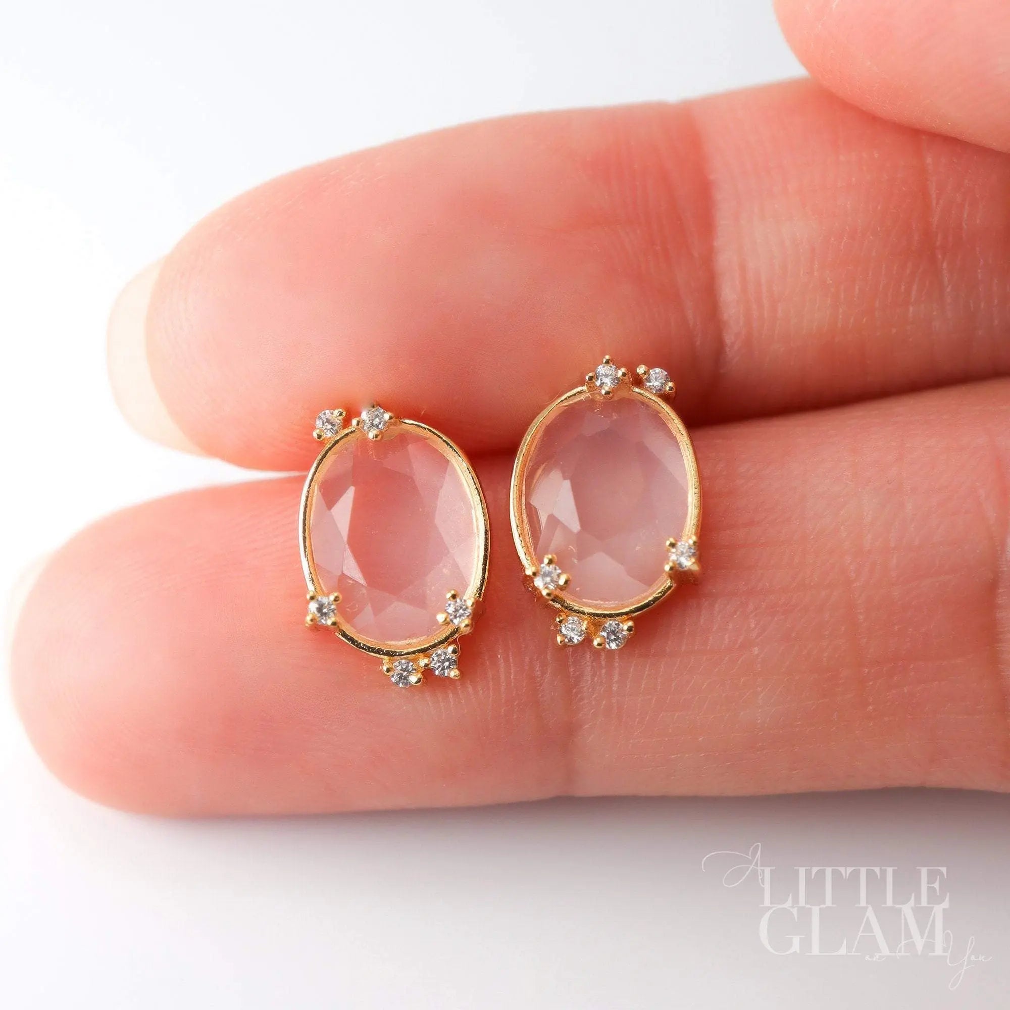 Magic Mirror Rose Quartz Earrings Rose Quartz & Cubic Zirconia