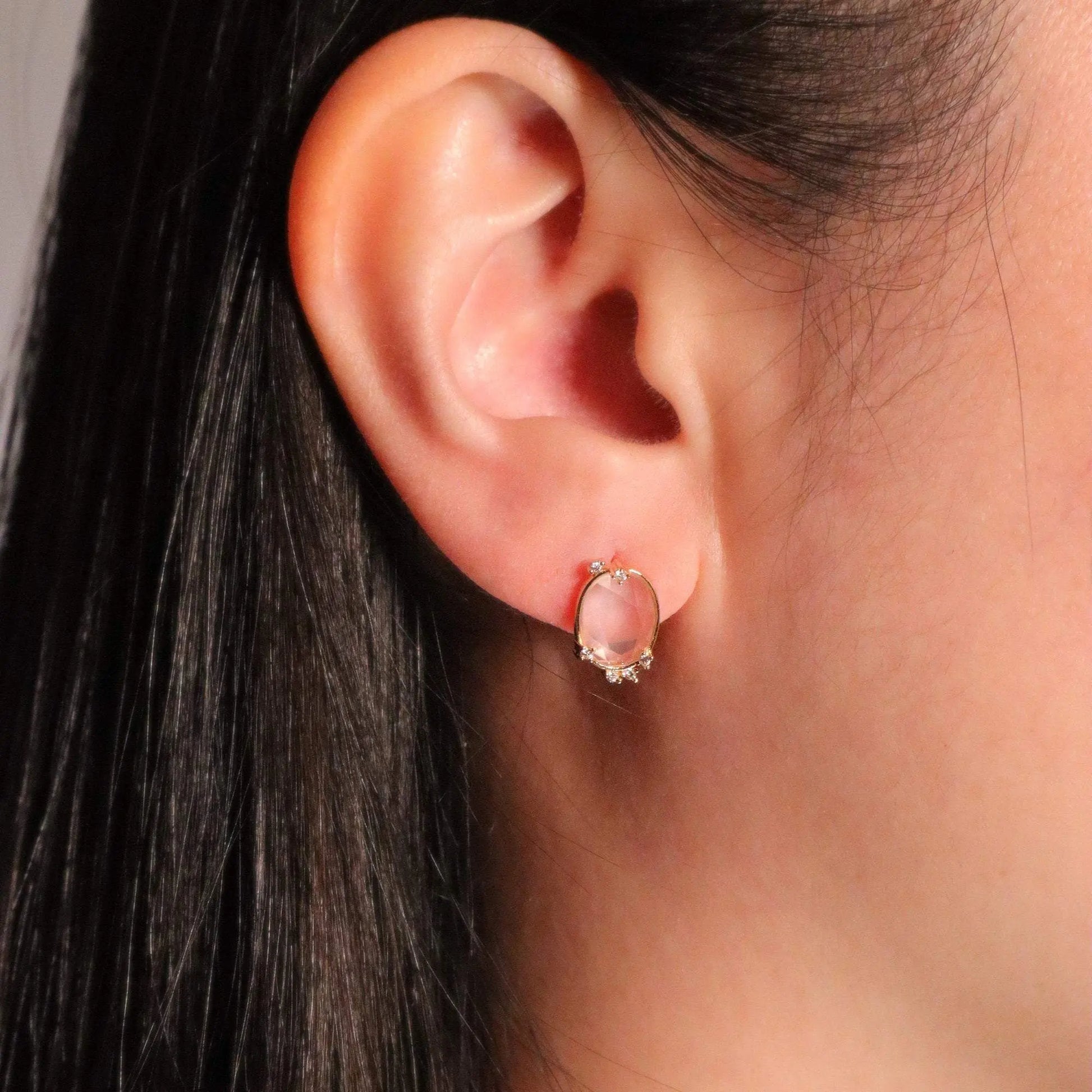 Magic Mirror Rose Quartz Earrings Rose Quartz & Cubic Zirconia