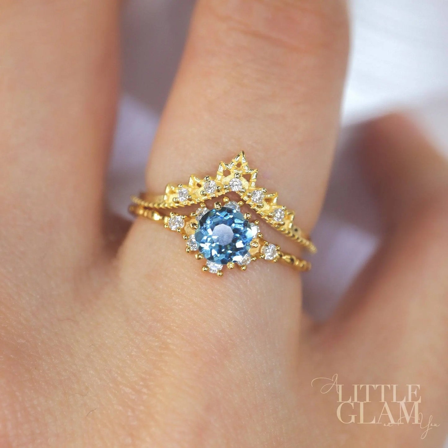 Ocean Eye Blue Topaz Ring Swiss Blue Topaz & Cubic Zirconia