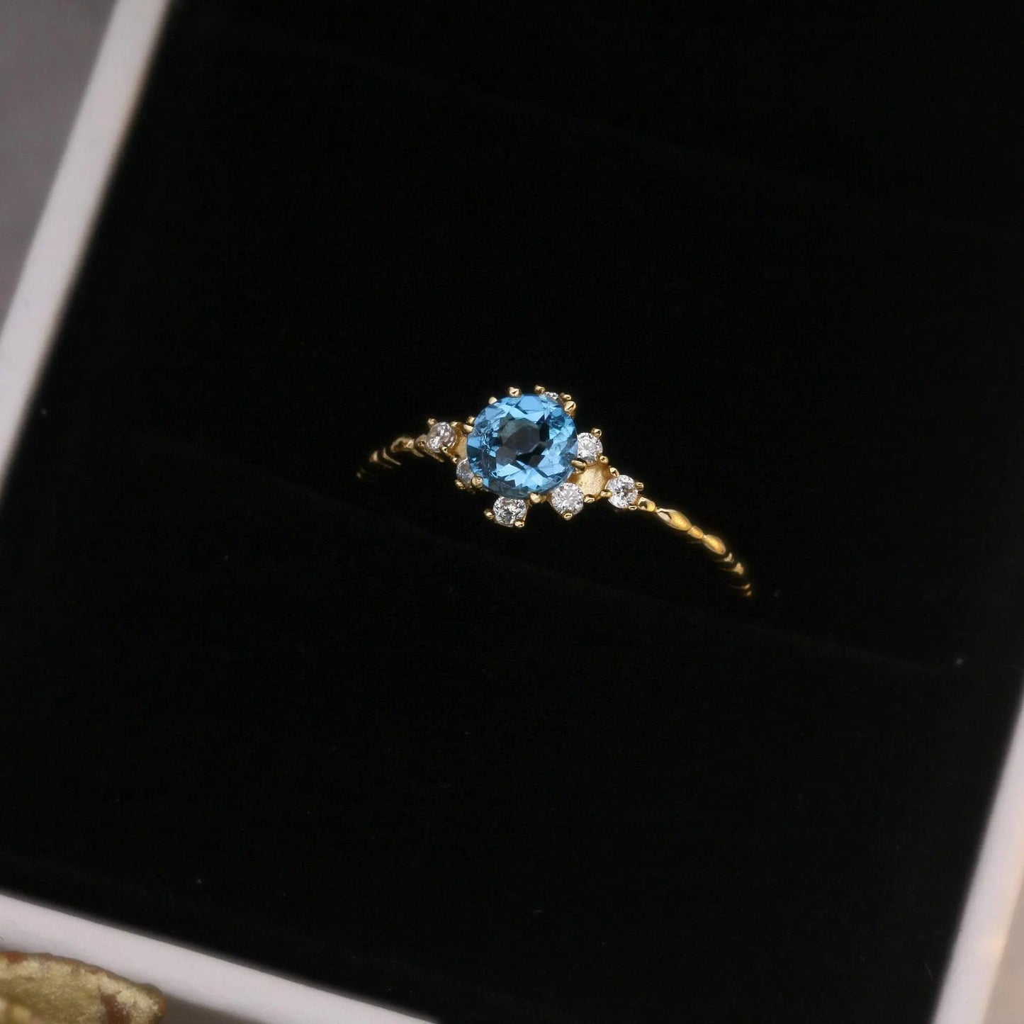 Ocean Eye Blue Topaz Ring Swiss Blue Topaz & Cubic Zirconia