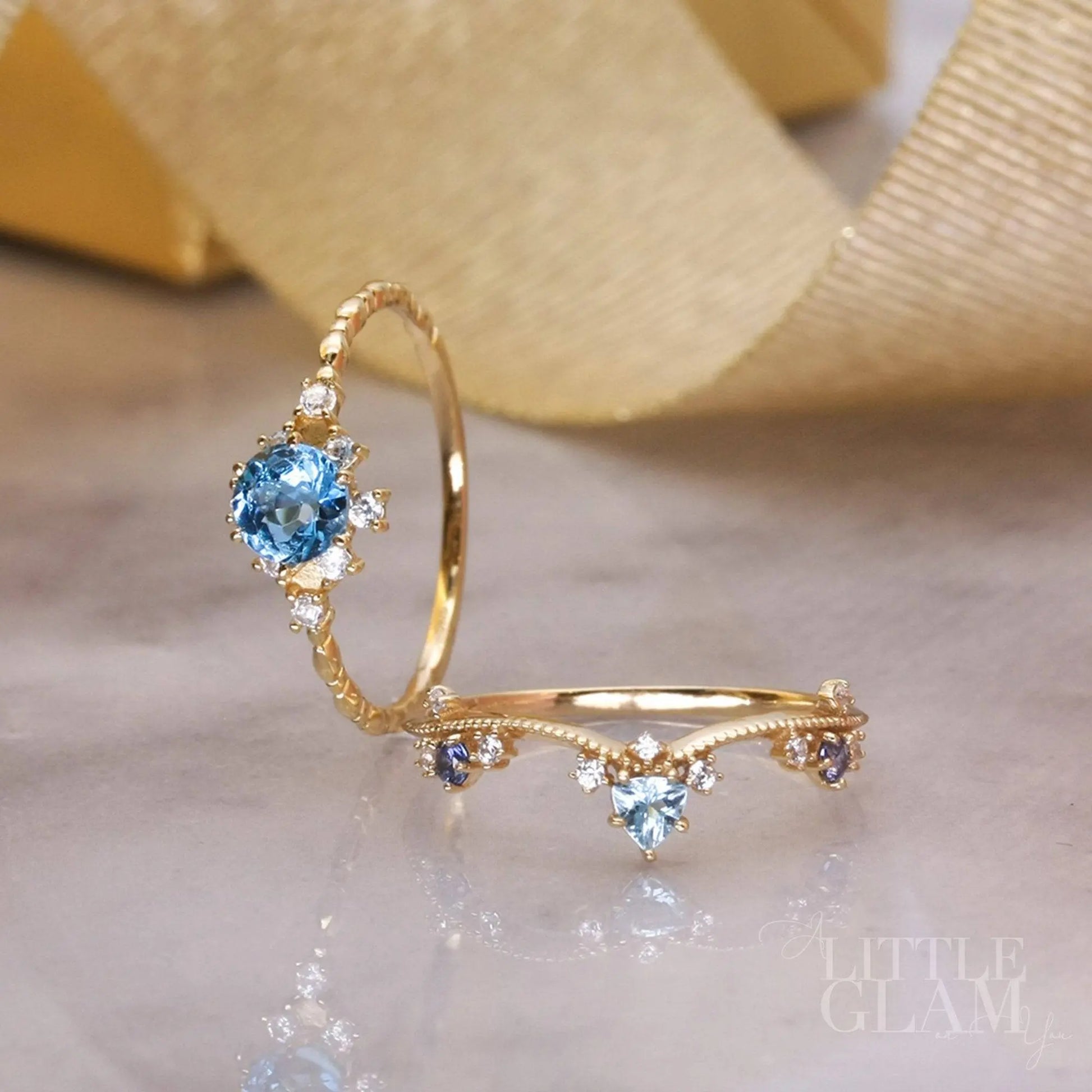 Ocean Eye Blue Topaz Ring Swiss Blue Topaz & Cubic Zirconia