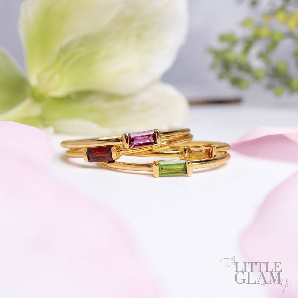 Delicate Baguette Garnet Ring Garnet