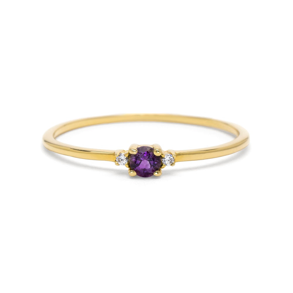 Delicate Trio Amethyst Ring Amethyst & White Topaz