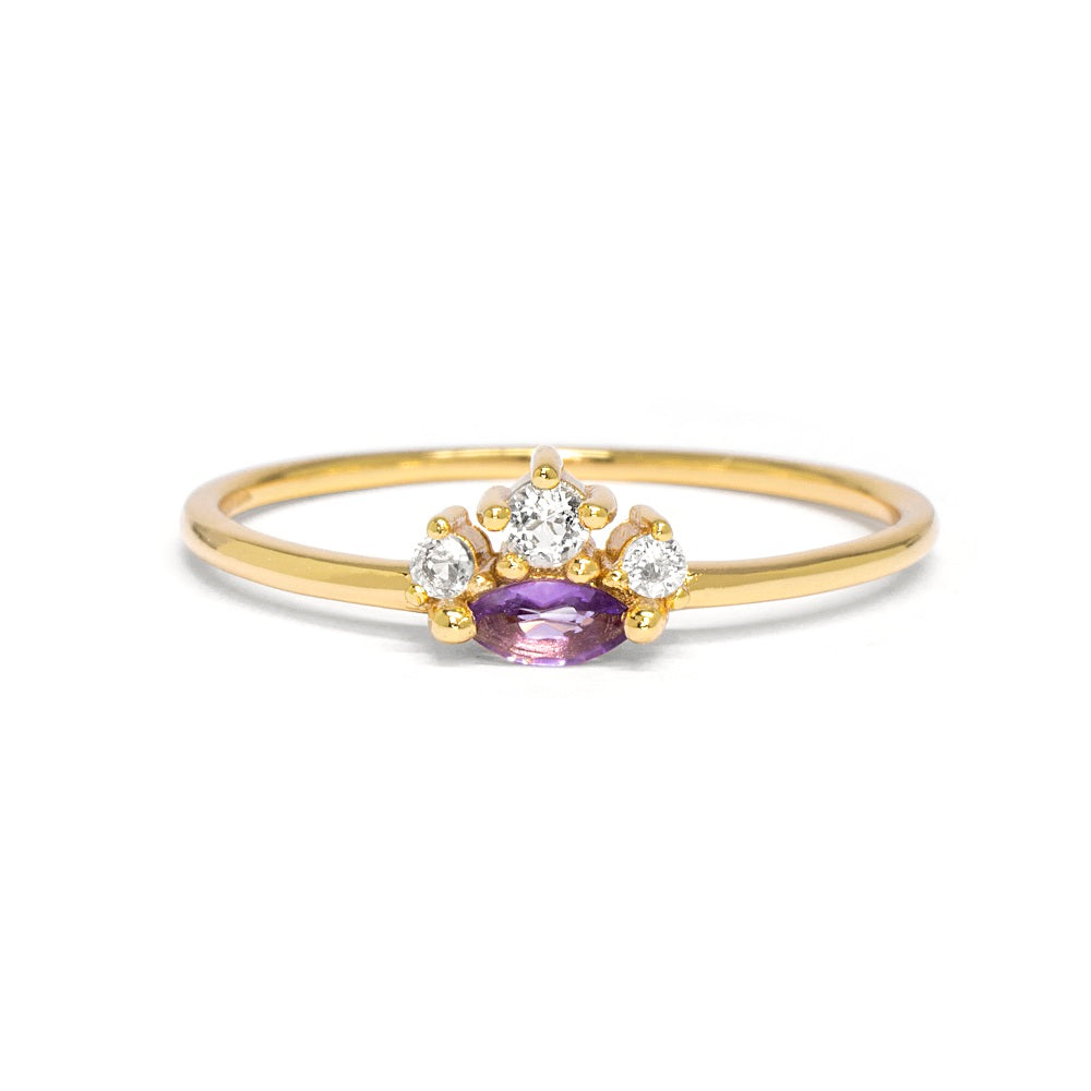 Dainty Amethyst Ring - Magic Princess Amethyst & White Topaz