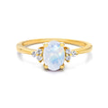 Natural Oval Moonstone Ring Moonstone & White Topaz
