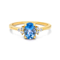 Natural Oval Blue Topaz Ring Blue Topaz & White Topaz