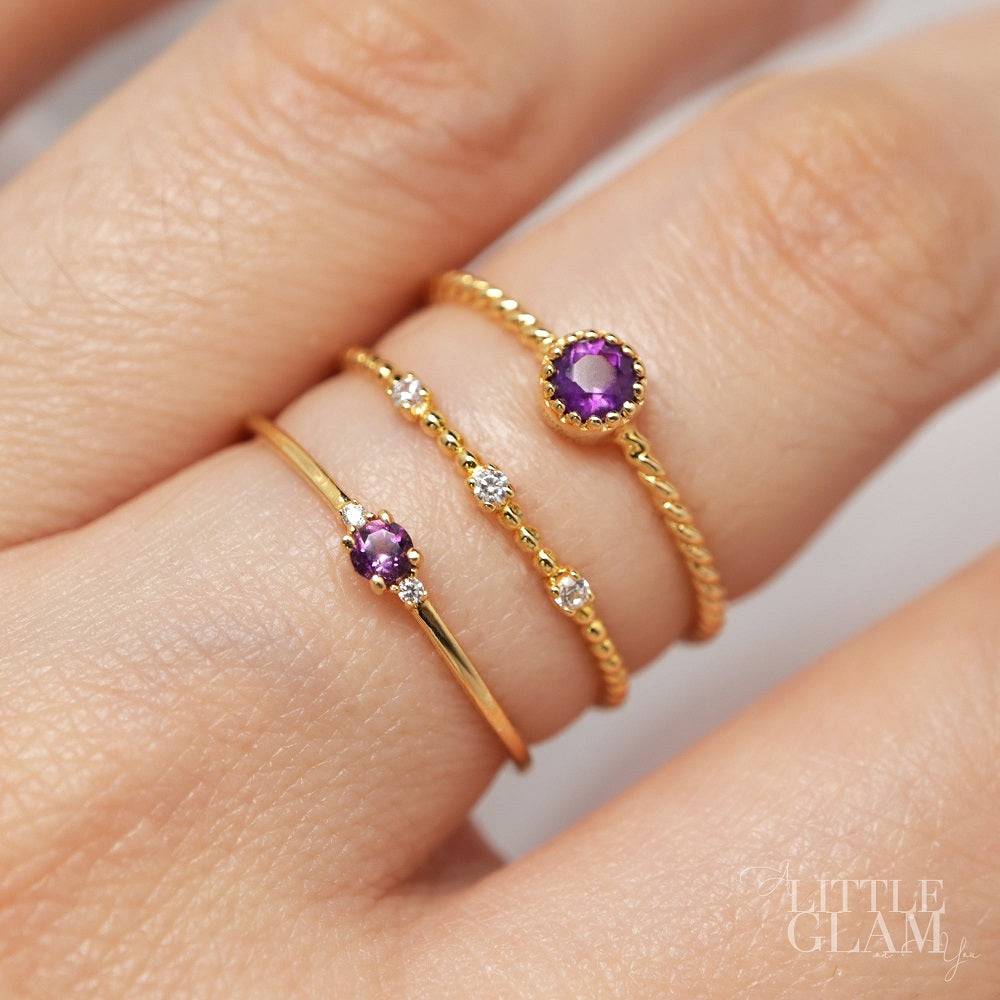 Solitaire Amethyst Twist Ring Amethyst