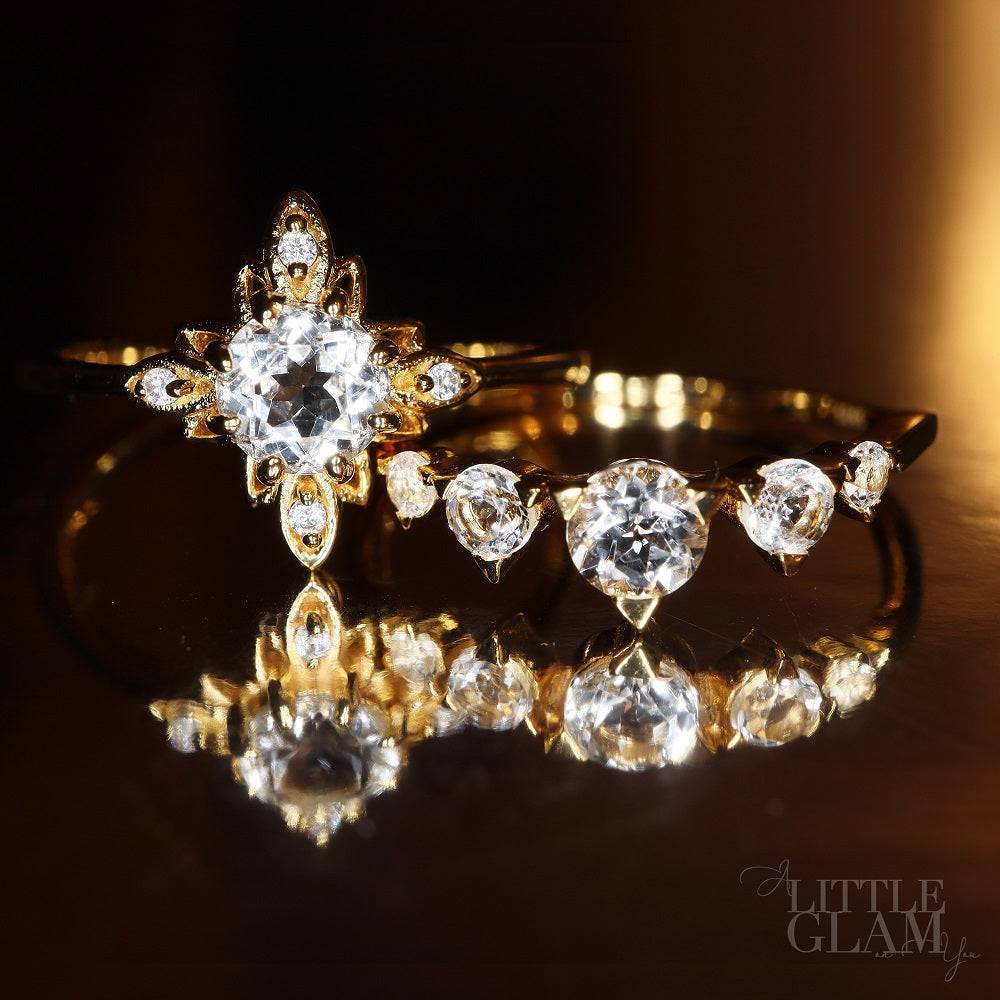 Wedding Veil White Topaz Ring White Topaz